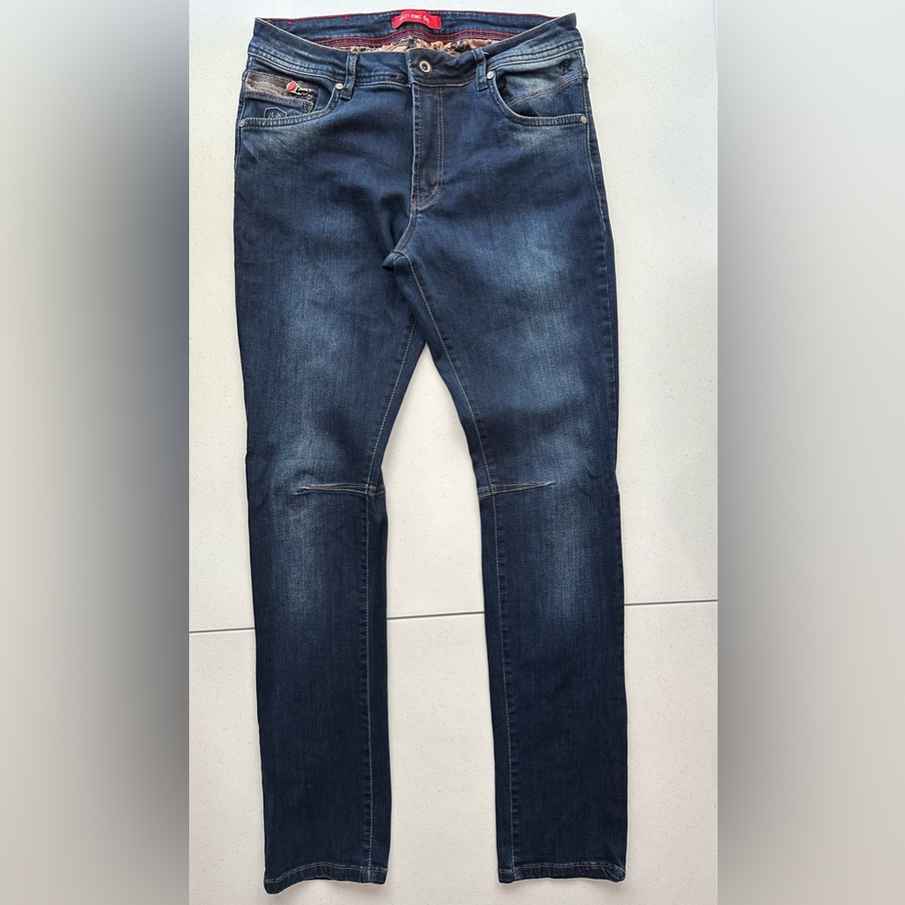 RNT23 Jeans London Dark Blue Men's Skinny Jeans Reflective hems at cuffs ** read